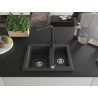Mexen Carlos granitový dřez 1,5-komorový s kuchyňskou baterií Duero, černý s tečkami - 6518-76-671600-70