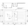 Mexen Matias granitový dřez 1,5-komorový s odkapávačem 900 x 505 mm, bílý, sifon chrom - 6502901505-20