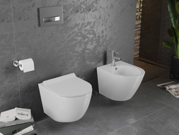 Mexen Lena WC mísa Rimless s pomalu sklápějícím sedátkem slim, duroplast, bílý lesk - 30224000