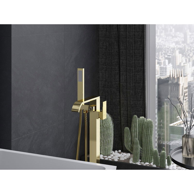 Mexen Lava volně stojící vanová baterie, zlatá - 752433-50