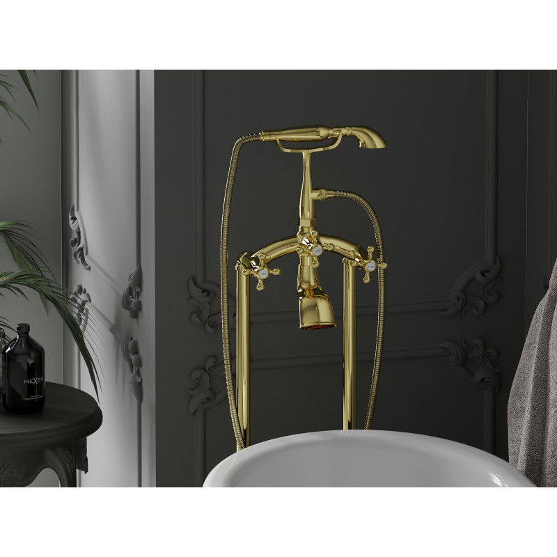 Mexen Retro volně stojící vanová baterie, zlatá - 75933-50