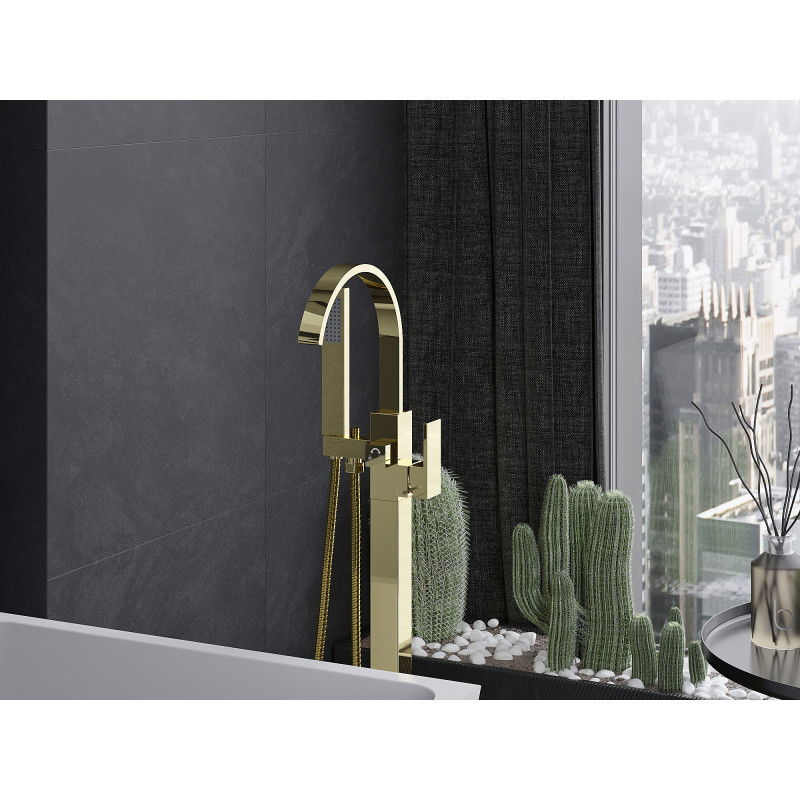 Mexen Veda volně stojící vanová baterie, zlatá - 75433-50