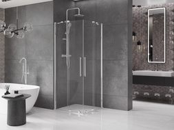 Mexen Velar Duo rozsouvací sprchový kout 90 x 90 cm, Průhledné, Chromovaná - 871-090-090-02-01