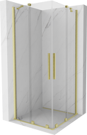 Mexen Velar Duo sprchový kout posuvný 90 x 90 cm, transparentní, zlatý kartáčovaný - 871-090-090-02-55
