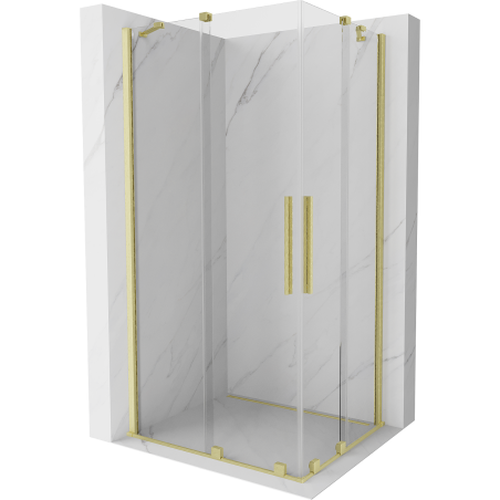 Mexen Velar Duo posuvná sprchová kabina 90 x 80 cm, transparentní, zlatá kartáčovaná - 871-090-080-02-55