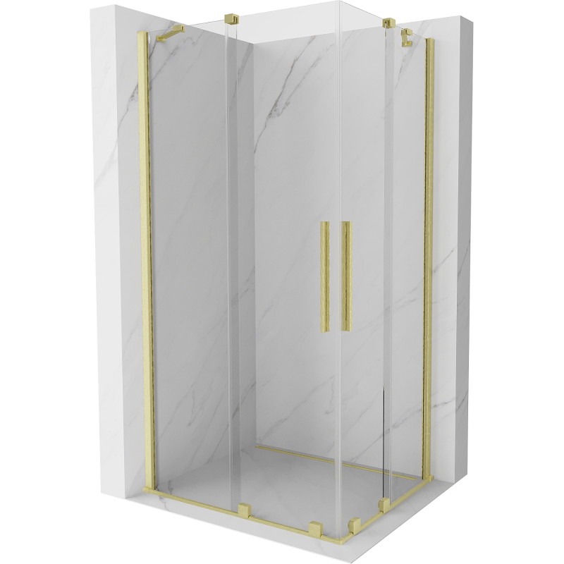 Mexen Velar Duo kabina sprchová posuvná 100 x 90 cm, transparentní, zlatá kartáčovaná - 871-100-090-02-55