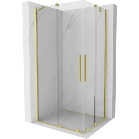 Mexen Velar Duo kabina sprchová posuvná 100 x 90 cm, transparentní, zlatá kartáčovaná - 871-100-090-02-55