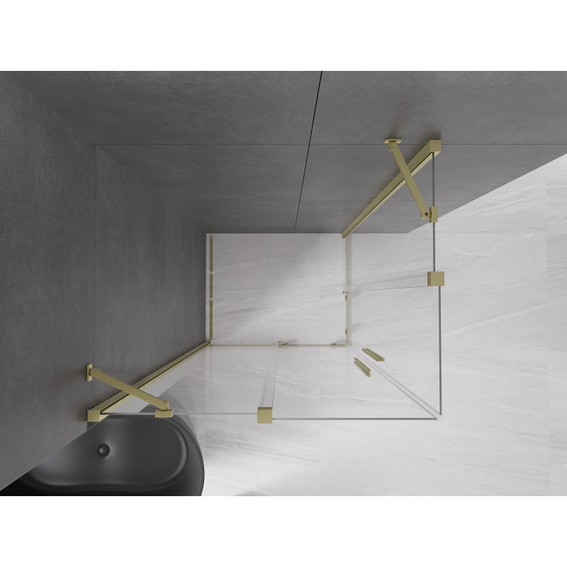 Mexen Velar Duo kabina sprchová posuvná 100 x 90 cm, transparentní, zlatá kartáčovaná - 871-100-090-02-55