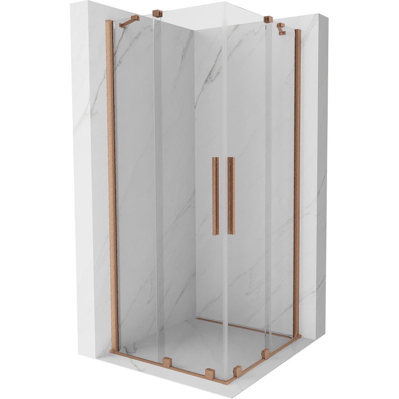 Mexen Velar Duo rozkládací sprchová kabina 80 x 80 cm, transparentní, kartáčovaná měď - 871-080-080-02-65