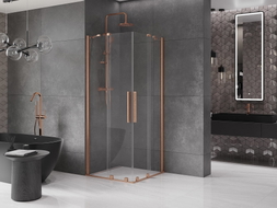 Mexen Velar Duo rozkládací sprchová kabina 80 x 80 cm, transparentní, kartáčovaná měď - 871-080-080-02-65