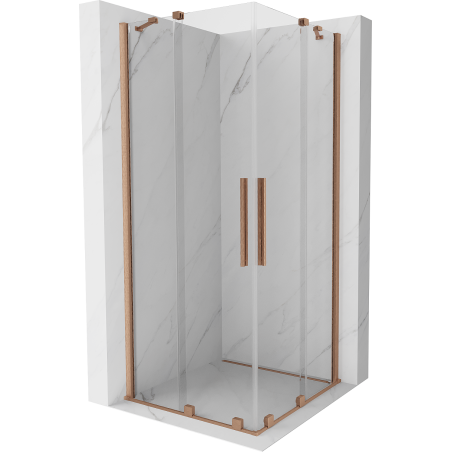 Mexen Velar Duo posuvná sprchová kabina 90 x 90 cm, transparentní, kartáčovaná měď - 871-090-090-02-65