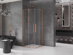 Mexen Velar Duo rozkládací sprchový kout 90 x 90 cm, transparentní, kartáčovaná měď - 871-090-090-02-65