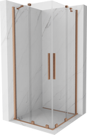 Mexen Velar Duo sprchová kabina posuvná 100 x 100 cm, transparentní, kartáčovaná měď - 871-100-100-02-65