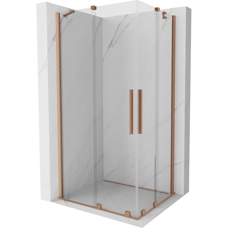Mexen Velar Duo posuvná sprchová kabina 90 x 80 cm, transparentní, kartáčovaný měď - 871-090-080-02-65