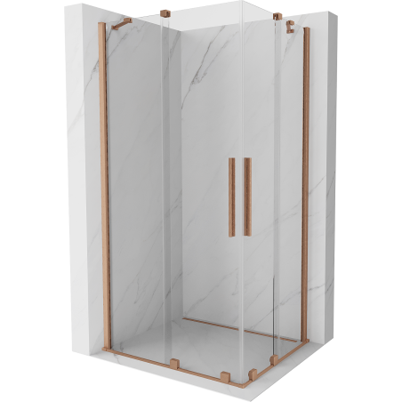 Mexen Velar Duo posuvná sprchová kabina 90 x 80 cm, transparentní, kartáčovaný měď - 871-090-080-02-65