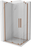 Mexen Velar Duo posuvná sprchová kabina 90 x 80 cm, transparentní, kartáčovaný měď - 871-090-080-02-65