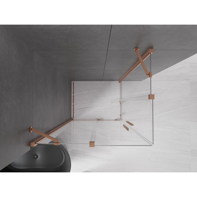 Mexen Velar Duo posuvná sprchová kabina 90 x 80 cm, transparentní, kartáčovaný měď - 871-090-080-02-65