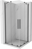 Mexen Velar Duo sprchový kout posuvný 80 x 80 cm, transparentní, kartáčovaná šedá barva - 871-080-080-02-66