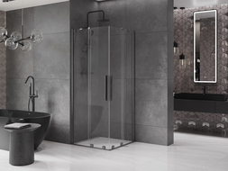 Mexen Velar Duo posuvná sprchová kabina 90 x 90 cm, transparentní, kartáčovaná gun gray - 871-090-090-02-66