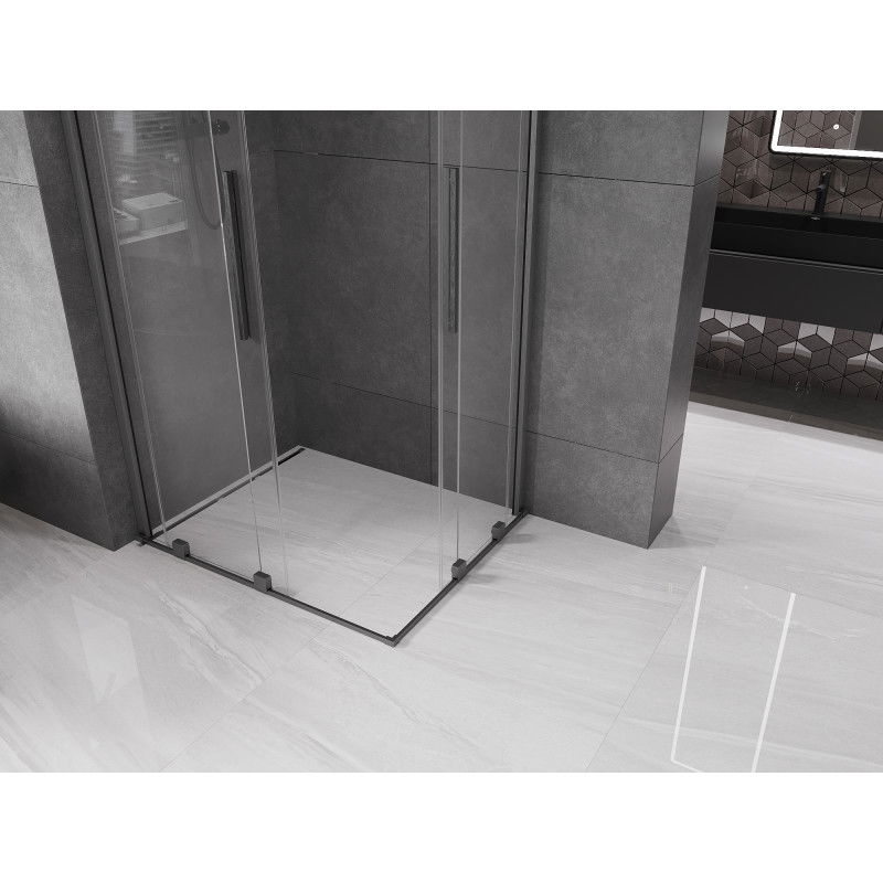 Mexen Velar Duo posuvná sprchová kabina 100 x 90 cm, transparentní, kartáčovaná gun gray - 871-100-090-02-66