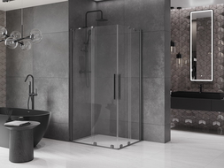 Mexen Velar Duo sprchová kabina posuvná 100 x 90 cm, transparentní, kartáčovaná gun gray - 871-100-090-02-66