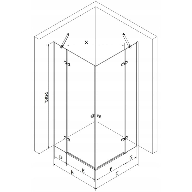 Mexen Roma Duo sprchový kout otočný 80 x 80 cm, transparentní, chrom + vanička Flat - 854-080-080-01-02-4010