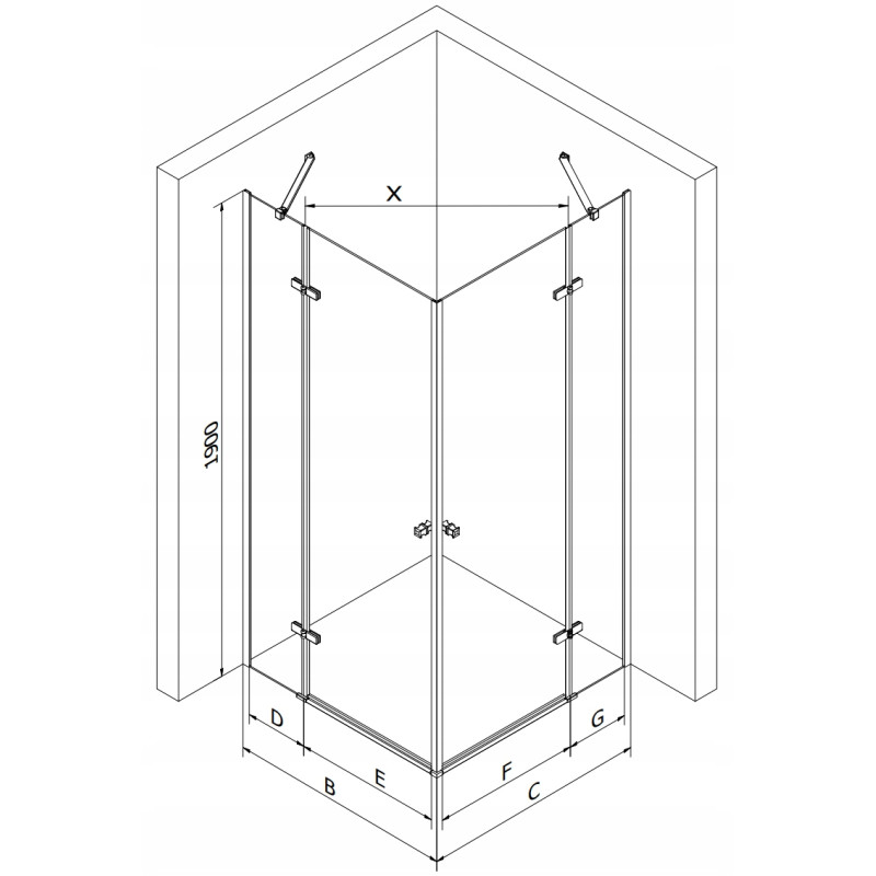 Mexen Roma Duo sprchová kabina otevírací 90 x 80 cm, transparentní, černá + vanička Flat - 854-090-080-70-02-4010B
