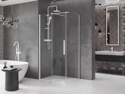 Mexen Velar posuvný sprchový kout 110 x 75 cm, průhledný, bílý - 871-110-075-01-20