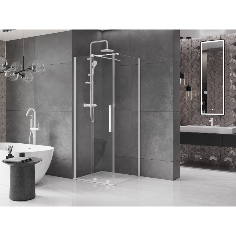 Mexen Velar sprchový kout posuvný 110 x 110 cm, průhledný, bílý - 871-110-110-01-20