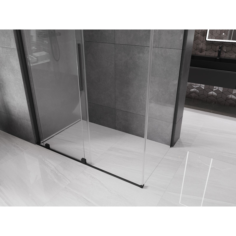Mexen Velar posuvný sprchový kout 140 x 85 cm, transparentní, černý - 871-140-085-01-70