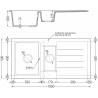 Mexen Andres granitový dřez 1,5-komorový s odkapávačem 1000 x 500 mm, béžový, sifon chrom - 6515101510-69