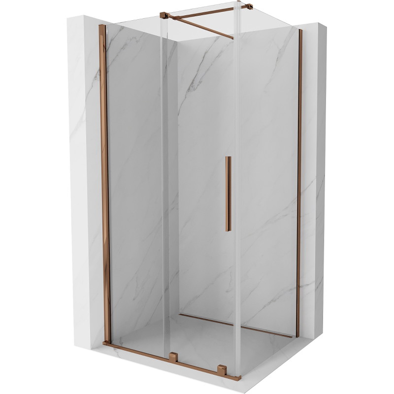 Mexen Velar posuvná sprchová kabina 100 x 90 cm, transparentní, růžové zlato - 871-100-090-01-60