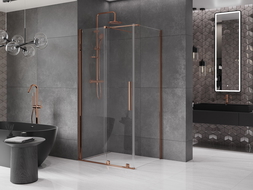 Mexen Velar posuvná sprchová kabina 120 x 80 cm, průhledná, růžové zlato - 871-120-080-01-60