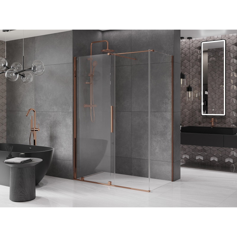 Mexen Velar posuvná sprchová kabina 130 x 75 cm, transparentní, růžové zlato - 871-130-075-01-60