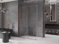 Mexen Velar posuvná sprchová kabina 130 x 75 cm, průhledná, růžové zlato - 871-130-075-01-60
