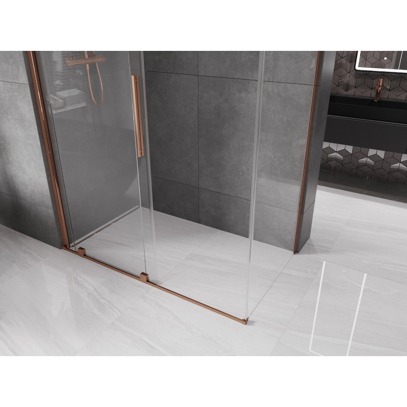 Mexen Velar posuvná sprchová kabina 160 x 90 cm, transparentní, růžové zlato - 871-160-090-01-60