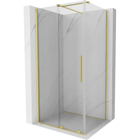 Mexen Velar posuvná sprchová kabina 90 x 75 cm, transparentní, zlatá kartáčovaná - 871-090-075-01-55