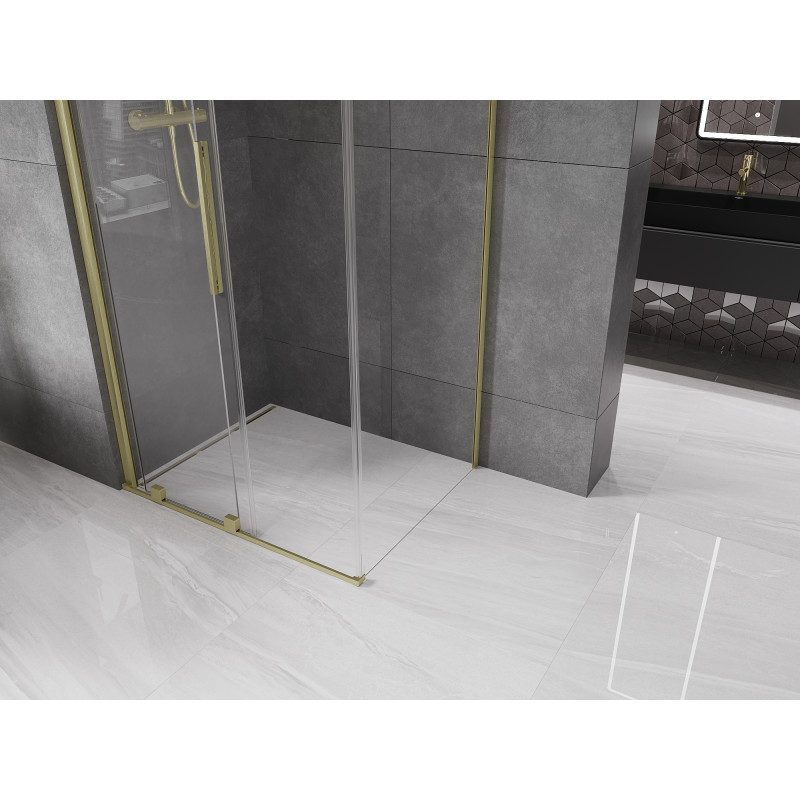 Mexen Velar sprchový kout posuvný 150 x 100 cm, transparentní, zlatý kartáčovaný - 871-150-100-01-55