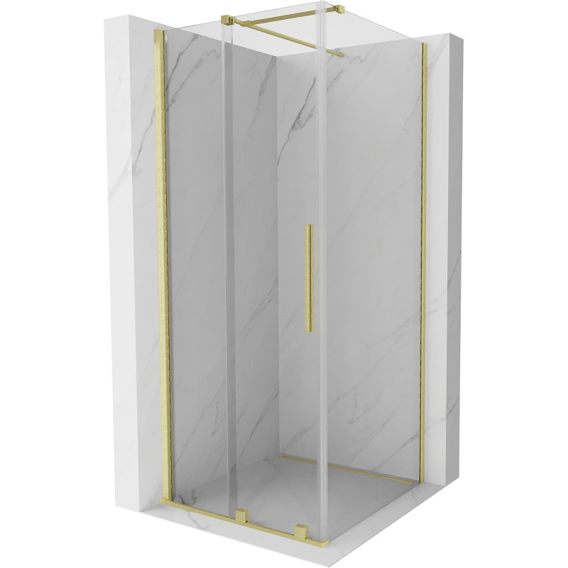 Mexen Velar posuvná sprchová kabina 90 x 90 cm, transparentní, zlato kartáčované - 871-090-090-01-55