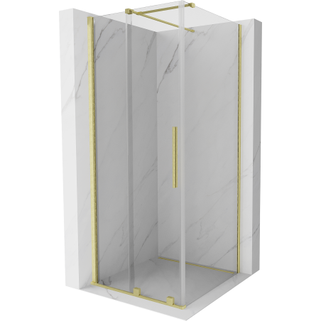 Mexen Velar posuvná sprchová kabina 90 x 90 cm, transparentní, zlatá kartáčovaná - 871-090-090-01-55