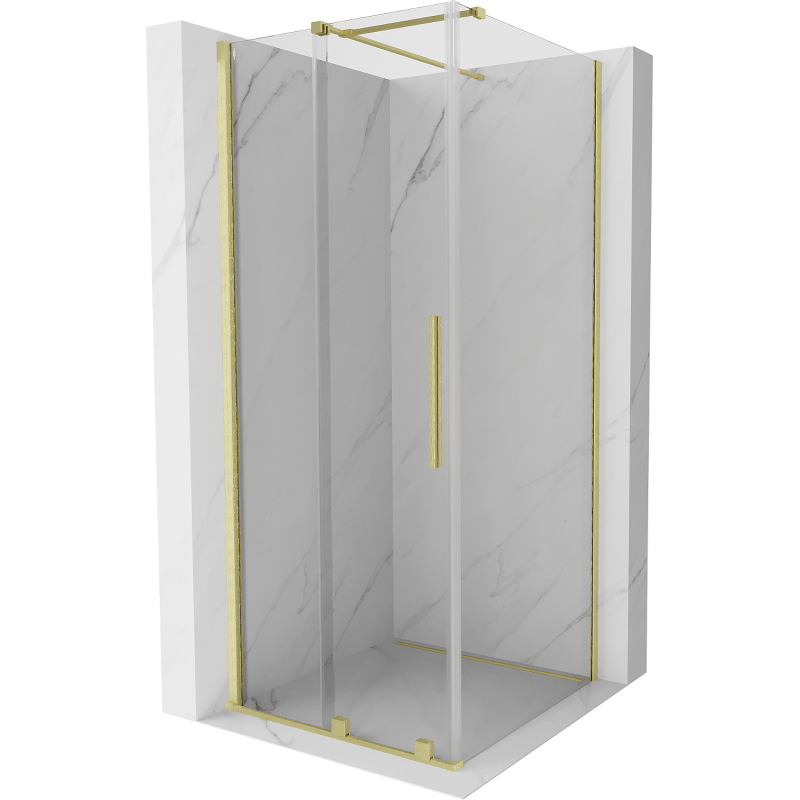 Mexen Velar posuvná sprchová kabina 110 x 110 cm, transparentní, kartáčované zlato - 871-110-110-01-55