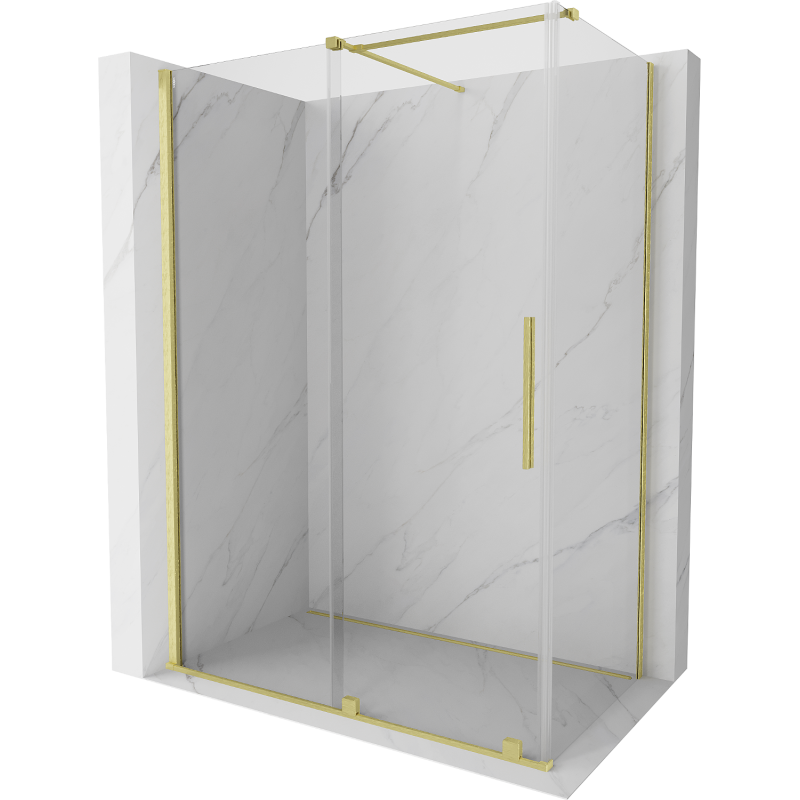 Mexen Velar sprchový kout posuvný 150 x 85 cm, transparentní, zlatý kartáčovaný - 871-150-085-01-55