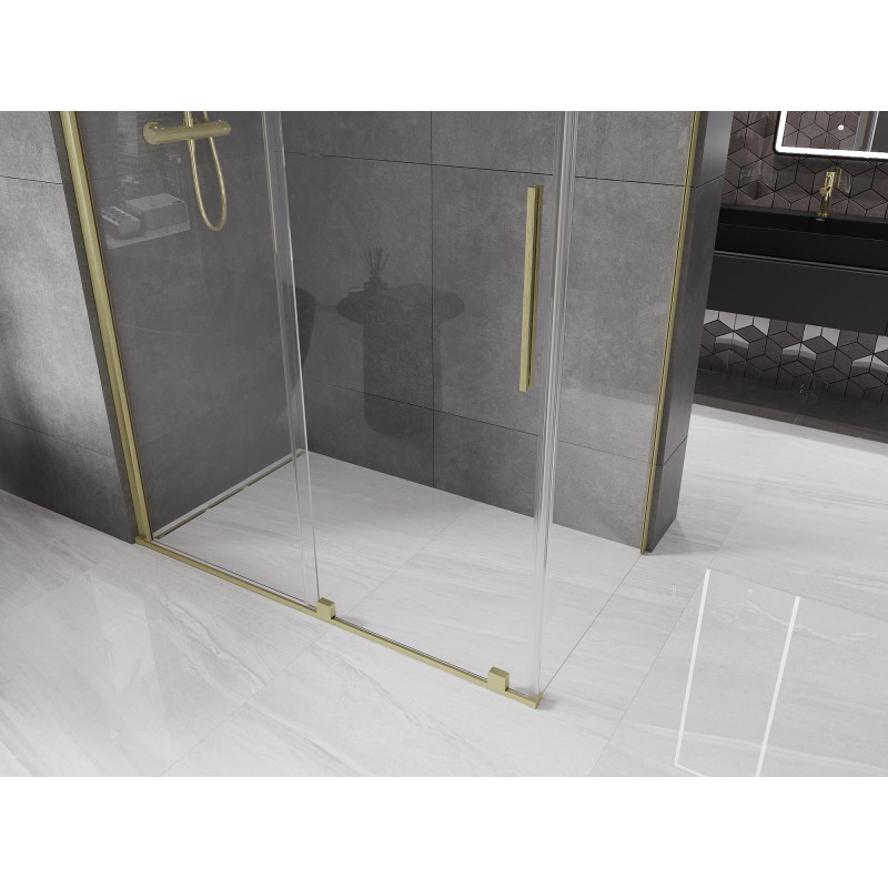 Mexen Velar posuvná sprchová kabina 150 x 90 cm, průhledná, zlatá kartáčovaná - 871-150-090-01-55