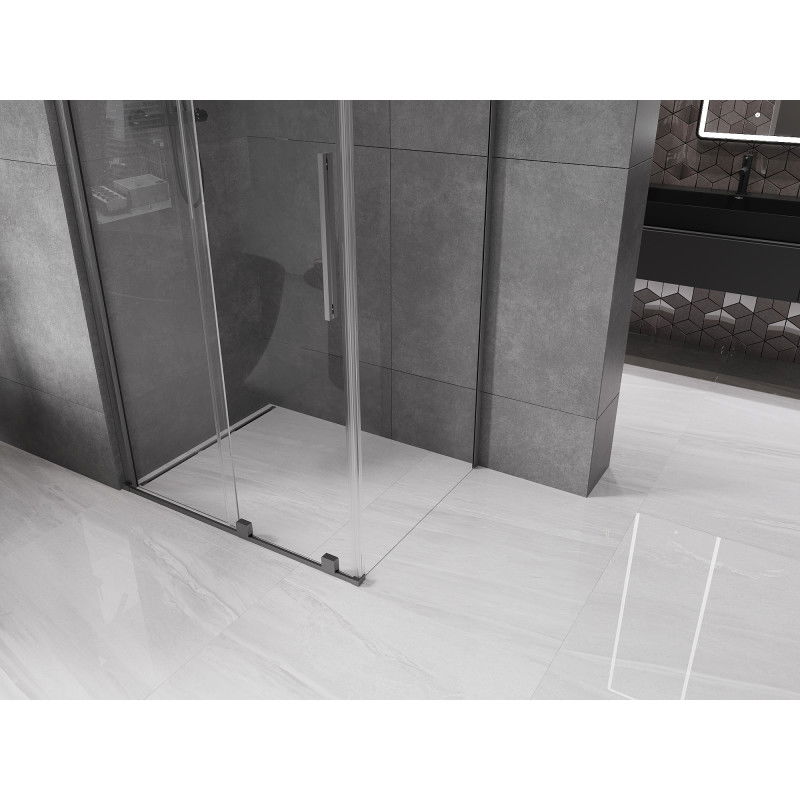 Mexen Velar posuvný sprchový kout 90 x 80 cm, průhledný, kartáčovaný gun gray - 871-090-080-01-66