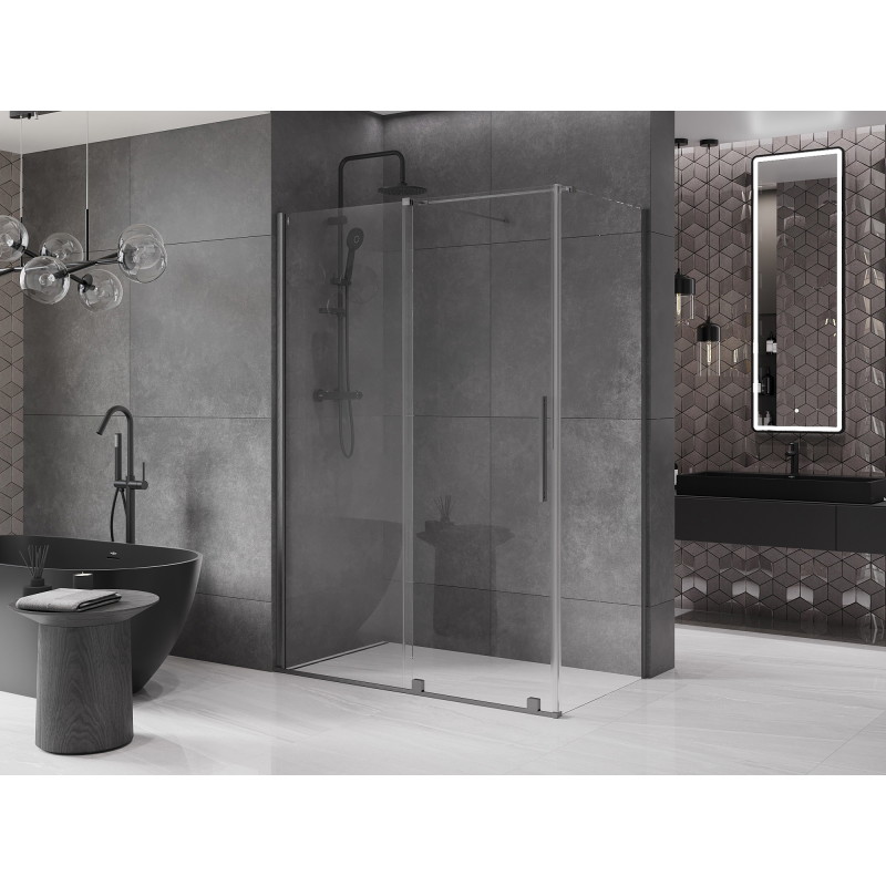 Mexen Velar posuvná sprchová kabina 130 x 75 cm, transparentní, kartáčovaná šedá zbraň - 871-130-075-01-66