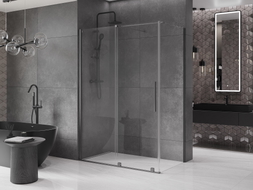 Mexen Velar posuvná sprchová kabina 150 x 85 cm, transparentní, kartáčovaná gun gray - 871-150-085-01-66