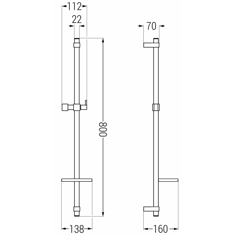 Mexen DQ sprchová tyč s mýdlenkou 80 cm, bílá - 79381-20