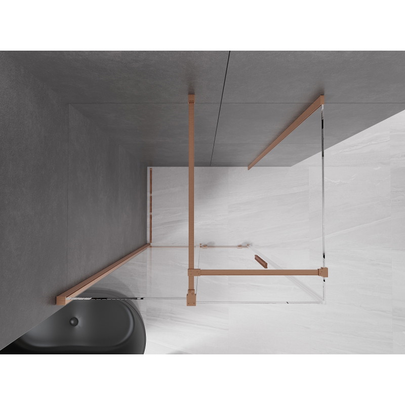 Mexen Velar posuvný sprchový kout 110 x 80 cm, transparentní, kartáčovaná měď - 871-110-080-01-65