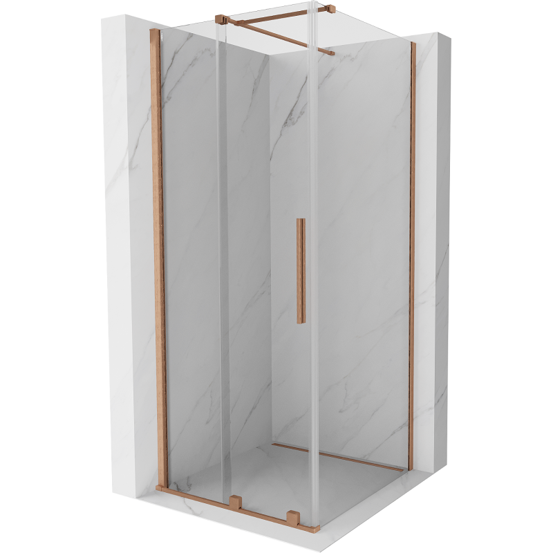 Mexen Velar posuvná sprchová kabina 90 x 90 cm, transparentní, kartáčovaná měď - 871-090-090-01-65