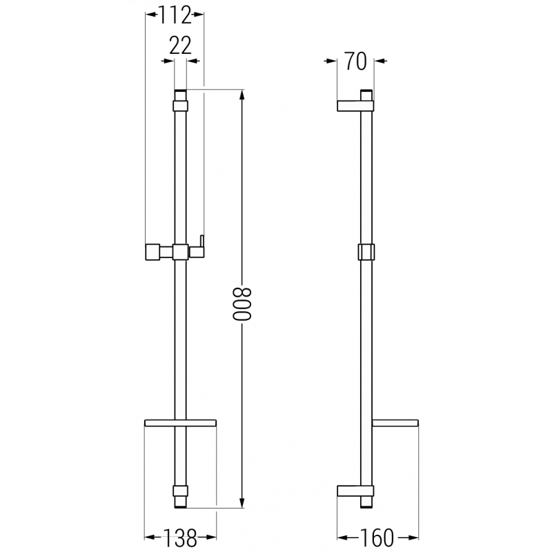 Mexen DQ sprchová tyč s mýdlenkou 80 cm, grafit - 79381-66